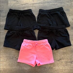 Cat & Jack 5T BUNDLE (5) Black/Pink Pull-On Style Knit Shorts